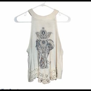 Large boho elephant crop top